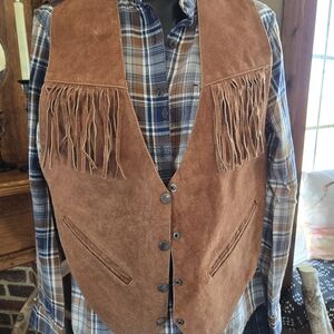 Brown Suede Fringe Vest